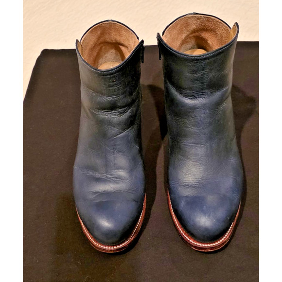 Adelante Granada Ankle Boots Women's Denim Blue Leather Side Zip Sz 9, Width C - Picture 6 of 16